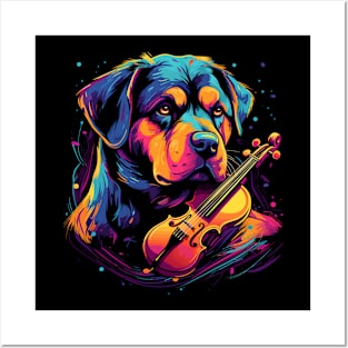 Rottweiler Playing Violin Posters and Art